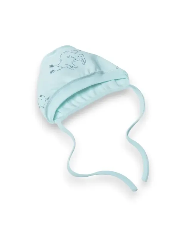 Kepurytė "Larry", išvirkščiom siūlėm, su raišteliais. 38-44cm