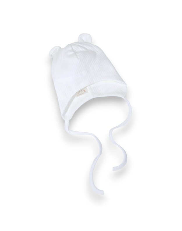 Medvilninė kepurytė su raišteliais ir ausytėmis. 38, 40, 44 cm