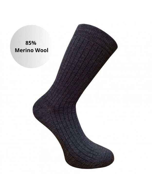 Merino vilnos kojinės „Ripe“, tamsiai pilka. 23-26
